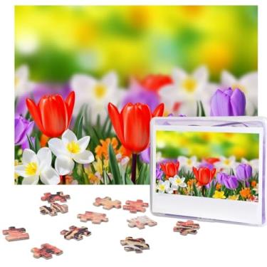 Imagem de Quebra-cabeças de flores da primavera, 500 peças com bolsa de armazenamento, quebra-cabeça personalizado para homens, mulheres, fotos desafiadoras, quebra-cabeça para decoração de casa (51,8 cm x 38