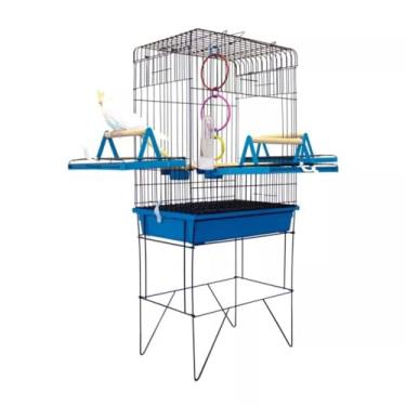 Imagem de VIVEIRO GAIOLA CALOPSITA PASSÁROS AVES TRIPLEX(SLIM BLACK/AZUL)