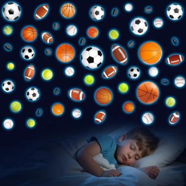 Imagem de 6 PCS Sports Room Decor for Boys, Glow in The Dark Sports Wall Decor with Basketball, Soccer, Football - Removable Night Glowing Stickers for Bedroom, Kindergarten (Balls Glow Blue)