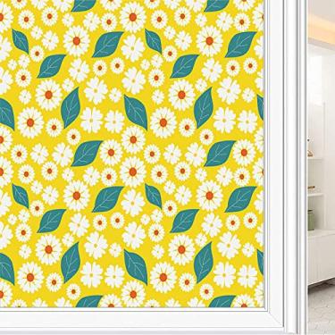 Imagem de Película de janela de privacidade de flores, textura de estilo floral, filme de vidro para sala de estar e escritório em casa, L90 x C 190 cm