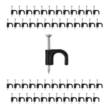 Imagem de Kit Com 100 Fixadores De Fios E Cabos Paralelos e Coaxial Preto 10mm -