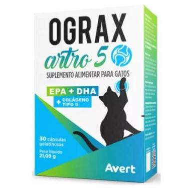 Imagem de Ograx Artro 5 Suplemento Alimentar Gatos  30 Capsulas - Avert