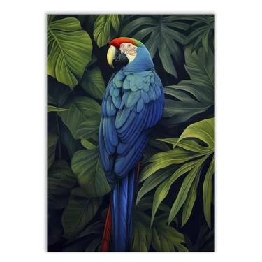 Imagem de Placa Decorativa Arara Azul Floresta Ilustração Decoração Poster Quarto Sala
