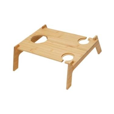 Imagem de Ｂｅｓｇａ Mesa de para vinho, suporte para garrafas de vinho, mesa dobrável para áreas externas, de bebidas e queijos para pesca, churrasco, 3 Buracos