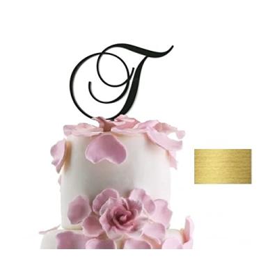 Imagem de Forbes Favors monograma letra de acrílico topo de bolo em ouro escovado ou prata escovada A B C D E F G H I J K L M N O P R S T U V W, Brushed Silver, Letter T