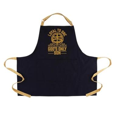 Imagem de Faithworks Aventais de cozinha - Avental masculino ajustável 100% algodão com bolsos, tamanho único, fiel a um