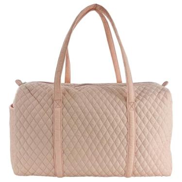 Imagem de Bolsa feminina de algodão premium para viagem grande, bolsa esportiva leve com zíper para o fim de semana, rosa, Grande bolsa de praia de neoprene