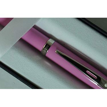 Imagem de Caneta esferográfica Sheaffer 100 rosa perolado com compromissos de níquel e faixa média típica. Muito sólido e responsivo