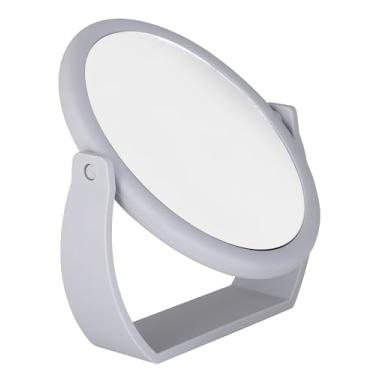 Imagem de Bath Bliss Espelho giratório de dupla face, ampliação regular e de 10x, uso de maquiagem e barbear, mesa, emborrachado, cinza