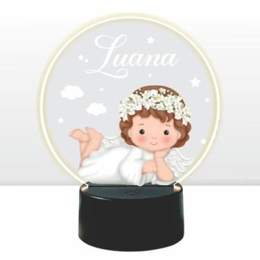 Imagem de Luminaria em acrilico de led infantil personalizada com nome tema anji