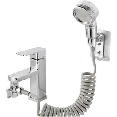 Imagem de Pulverizador de Pia Portátil com Mangueira 1,2m – Ducha para Lavar Cabelos, Pets e Bebês | Com Suporte de Parede e Filtro Iônico – Banheiro ou Cozinha