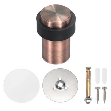 Imagem de PATIKIL 1 conjunto de batentes de porta redondos, batente de porta de aço inoxidável de 60 mm cunha cilindro de metal autoadesivo com parafuso para parte inferior do piso da porta interna, tom dourado