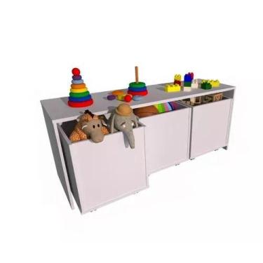 Imagem de Mesa Rack 1,20 com Baús Organizadores de Brinquedos 100 MDF - woodcore