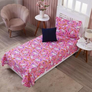 Imagem de Colcha Cobre Leito Infantil Solteiro Menino Menina Personagens + Capa 