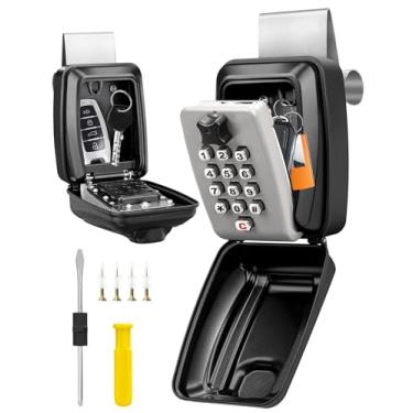 Imagem de TEUEN Caixa de bloqueio de janela de carro para Turo, caixa de bloqueio portátil para chave de carro, cofre de chave de combinação de botão de perfuração, cofre de segurança resistente à prova d'água