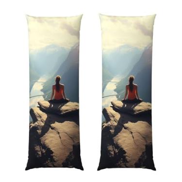 Imagem de Capa de travesseiro corporal com zíper oculto, fronha longa de microfibra macia e respirável para travesseiro corporal, capas de travesseiro de ioga de montanha para presente de dormir 50 x 137 cm