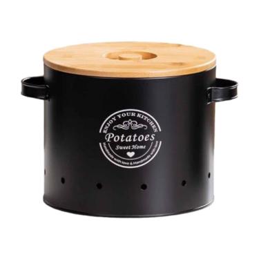 Imagem de AFXGUSD Lata para Armazenamento de Vegetais de Cozinha, Recipientes de Fazenda, Potes de Vegetais com Tampa de Bambu E Alça para Despensa, Batatas