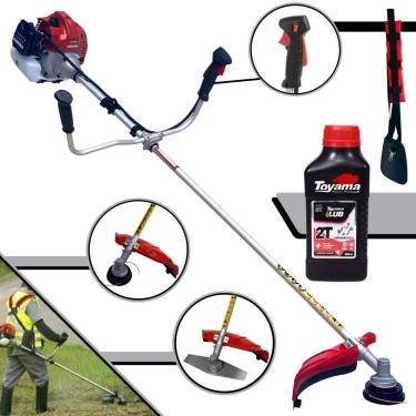 Imagem de Aparador de Grama Kawashima BCJ521-L À Gasolina 52cc 2,5HP 10.000rpm Roçadeira Completa Com Carretel de Nylon + Lâmina 2 Pontas + ÓLEO TOYAMA FG50
