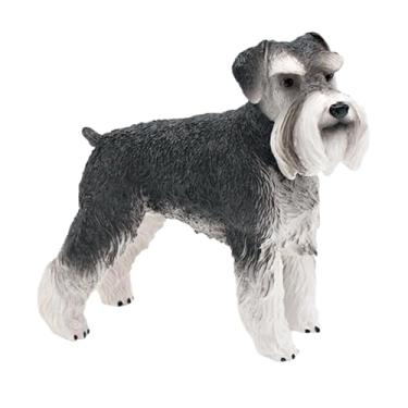 Imagem de simhoa Estatueta realista de cachorro, miniatura padrão schnauzer, 4.84 polegadas de altura, pvc, animal, estátua de cachorro, decoração para decoração de