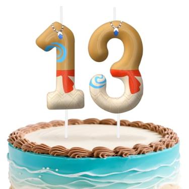 Imagem de Velas de aniversário número 13 do Havaí, topo de bolo com tema de ilha para meninos e meninas, decorações de aniversário, suprimentos de festa, velas com números para decoração de festa