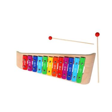 Imagem de Esquirla Xilofone de madeira para crianças, instrumento de percussão para bebês, brinquedos educativos de arco-íris com marretas para presentes de natal, 12 tons