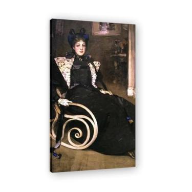 Imagem de The Rocking Chair John Lavery Iconic Realist Portrait & War Scene Canvas Art – Decoração de parede irlandesa atemporal para casa 20 x 36 cm emoldurada