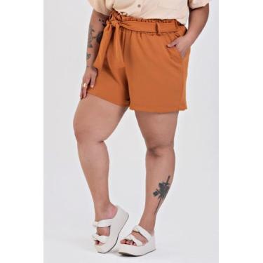Imagem de Bermuda Alfaiataria Plus Size C/ Bolso - Serena, G8, Caramelo