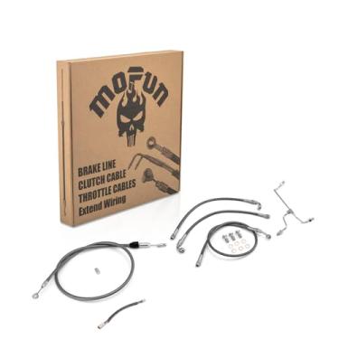 Imagem de Mofun Linha de freio dianteiro hidráulico e acelerador por cabo de extensão de fio e embreagem compatível com Harley M8 Touring Street Glide Road King Road Glide não ABS 2021-2023, serve para guidão