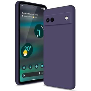 Imagem de Btstring Capa para Google Pixel 6A, capa de silicone macio com proteção de câmera atualizada, capa fina à prova de choque com forro de microfibra antiarranhões, roxo profundo