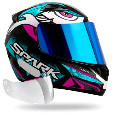 Imagem de Capacete Ebf Dragon Tiffany C/ Narigueira + Viseira Iridium