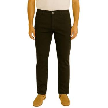 Imagem de Calça Masculina Vih Triny Preta Slim Fit em Sarja com Elastano Confort