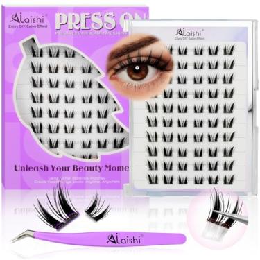 Imagem de Cluster Eyelash Kit, DIY Cluster Eyelash Extensions 10-18mm,120pcs Soft Natural Eyelashes with Eyelash Tweezers-Fake Natural Cat Eye Eyelashes in Individual Clusters(NGDB1)