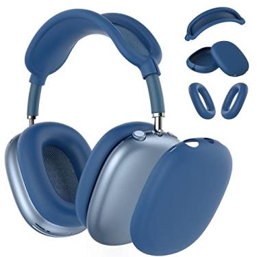 Imagem de Capa de silicone para fones de ouvido AirPods Max, capa antiarranhões/capa de fone de ouvido para AirPods Max, acessórios protetores de silicone macio para Apple AirPods Max - azul