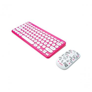 Imagem de Kit Teclado E Mouse Sem Fio Letron Hello Kitty Rosa