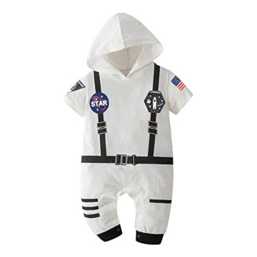 Imagem de Roupa de astronauta para bebês meninos e meninas fantasia de Halloween, macacão branco de manga curta de 6 a 12 meses