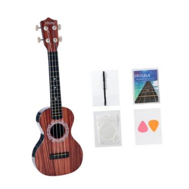 Imagem de Kokiya Guitarra de brinquedo infantil, mini guitarra de 4 cordas, instrumento musical para iniciantes, meninos e meninas, Grão de Madeira Vermelha