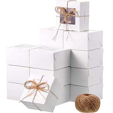 Imagem de 50 Pieces Bakery Box with Window Cookie Boxes Mini Kraft Boxes Gift for Pastries, Candy, Pie, Cupcakes, Soap Packaging for Homemade Soap(White,4 x 4 x 2.5 Inch)