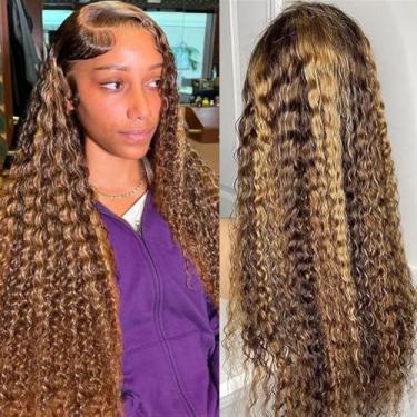 Imagem de LAINSS Perucas de cabelo humano 4/27 Ombre encaracolado HD transparente rendado frontal de cabelo humano 4/27 peruca frontal de renda transparente pré-arrancada sem cola cabelo humano 210% densidade