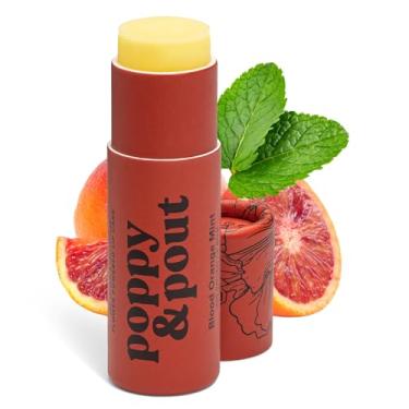 Imagem de Poppy & Pout Bálsamo labial jumbo Blood Orange Mint | Bálsamos labiais e hidratantes naturais | Hidrata com cera de abelha, vitamina E, óleo de coco orgânico | Sem crueldade | Protetor labial em tubo