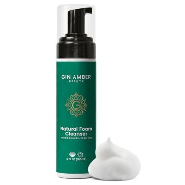 Imagem de Gin Amber Beauty Sabonete facial espumante natural para mulheres e homens – Limpador facial suave para ferramentas de cuidados com a pele e uso diário - (180 ml)