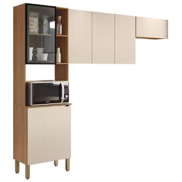 Imagem de Armário De Cozinha Completa 6 Portas Com Vidro E Nicho Para Micro Ondas Vert Plus Kit's...