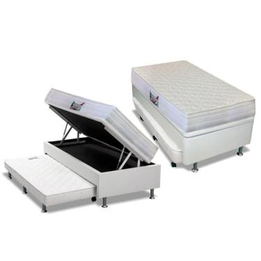 Imagem de Cama Box Baú C/auxiliar Solteiro: Colchão Anatômico / Ag65 Frontier + Base Crc Courano White(88x188)