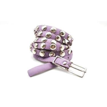 Imagem de Cinto feminino couro duas voltas com cravos punk rock metal MA018 - Ba