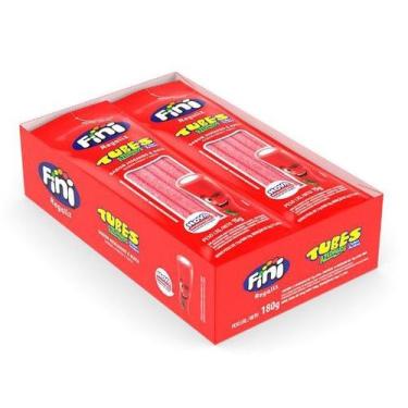 Imagem de Bala Tubes Morango Azedinho Com 12 unidades - Fini, 1 Caixa com 12 pac