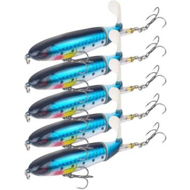 Imagem de Kit 5 Iscas Artificiais Hélice Whopper Popper Superfície - SWG, Azul, 