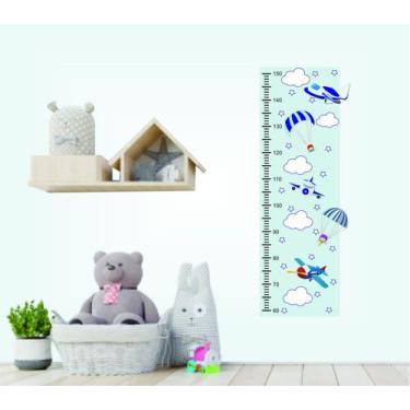 Imagem de Adesivo Decorativo Régua de Crescimento Aviões Paraquedas - Colakoala 