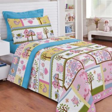 Imagem de Kit Edredom Infantil Corujinha Doroty + Jogo De Lençol 5 Peças - Zilu 