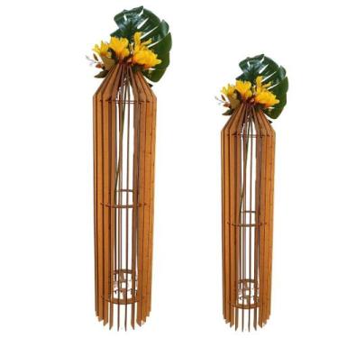 Imagem de Vaso de Chão Decorativo Grande MDF PENEDO - LENOBRE, MDF CRU, Kit com 