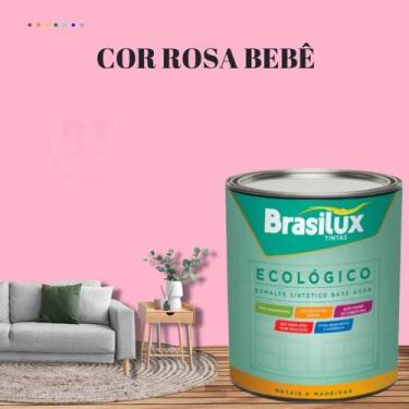 Imagem de Esmalte Sintético Brasilux Base Água Ecologico Cor Rosa 800ML Brilhant