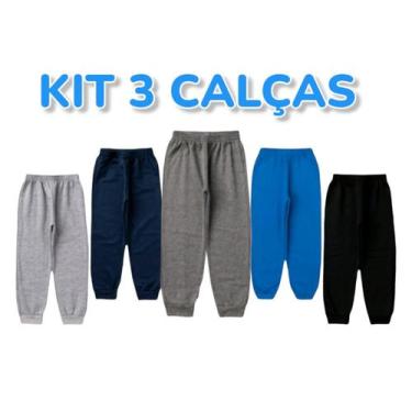 Imagem de Kit 3 Calças Moletom Infantil Unisex Masculino Feminino - Cleomara, 8,